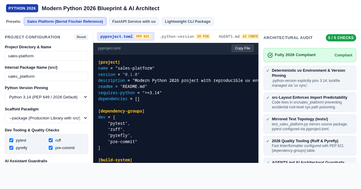 Modern Python 2026 Project Blueprint & AI Context Architect preview