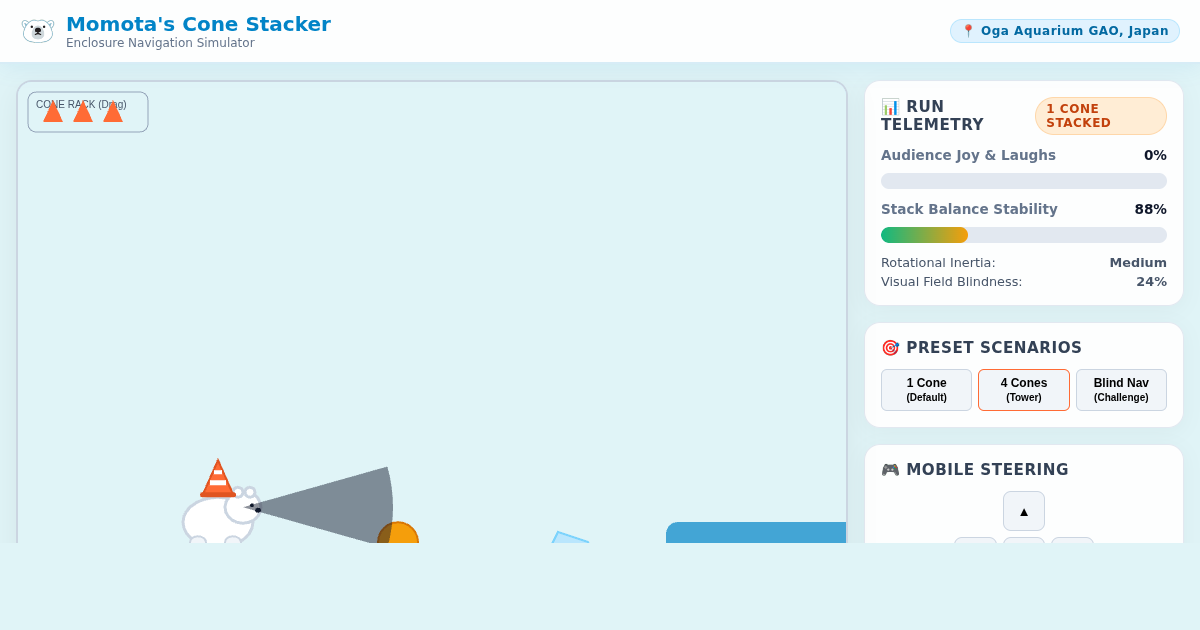 Momota's Cone Stacker: Enclosure Navigation Simulator preview