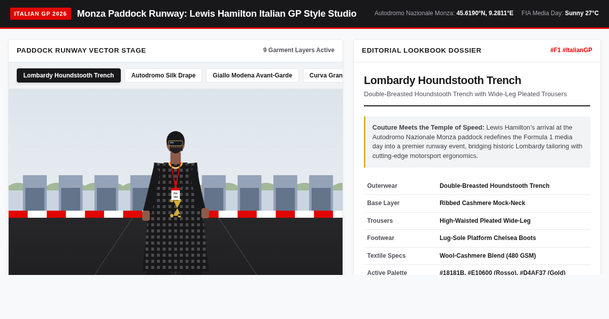 Monza Paddock Runway: Lewis Hamilton Italian GP Style Studio preview