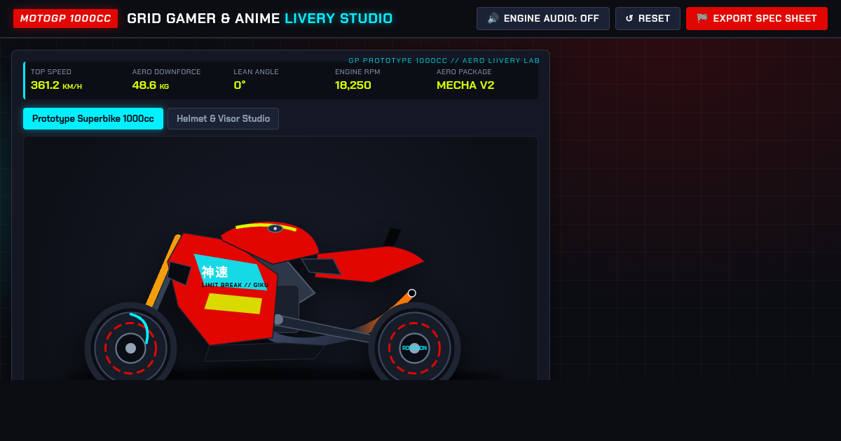 MotoGP Grid Gamer & Anime Livery Studio preview