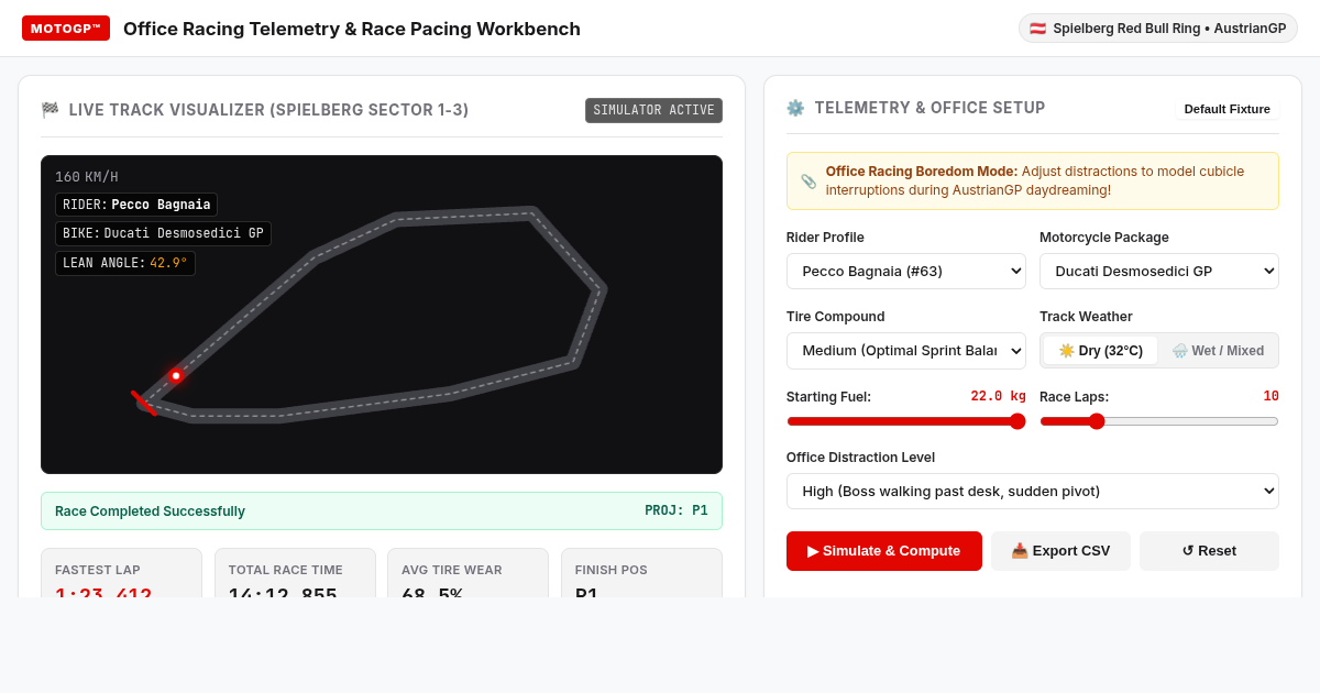 MotoGP Office Racing Telemetry & Race Pacing Workbench preview