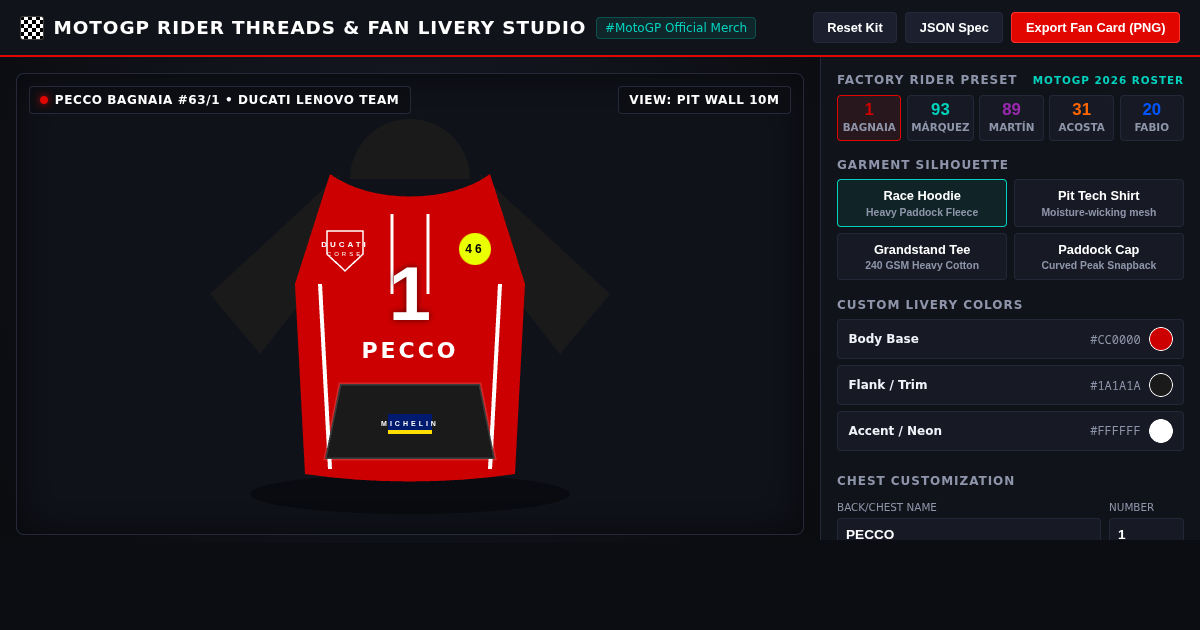 MotoGP Rider Threads & Fan Livery Studio preview