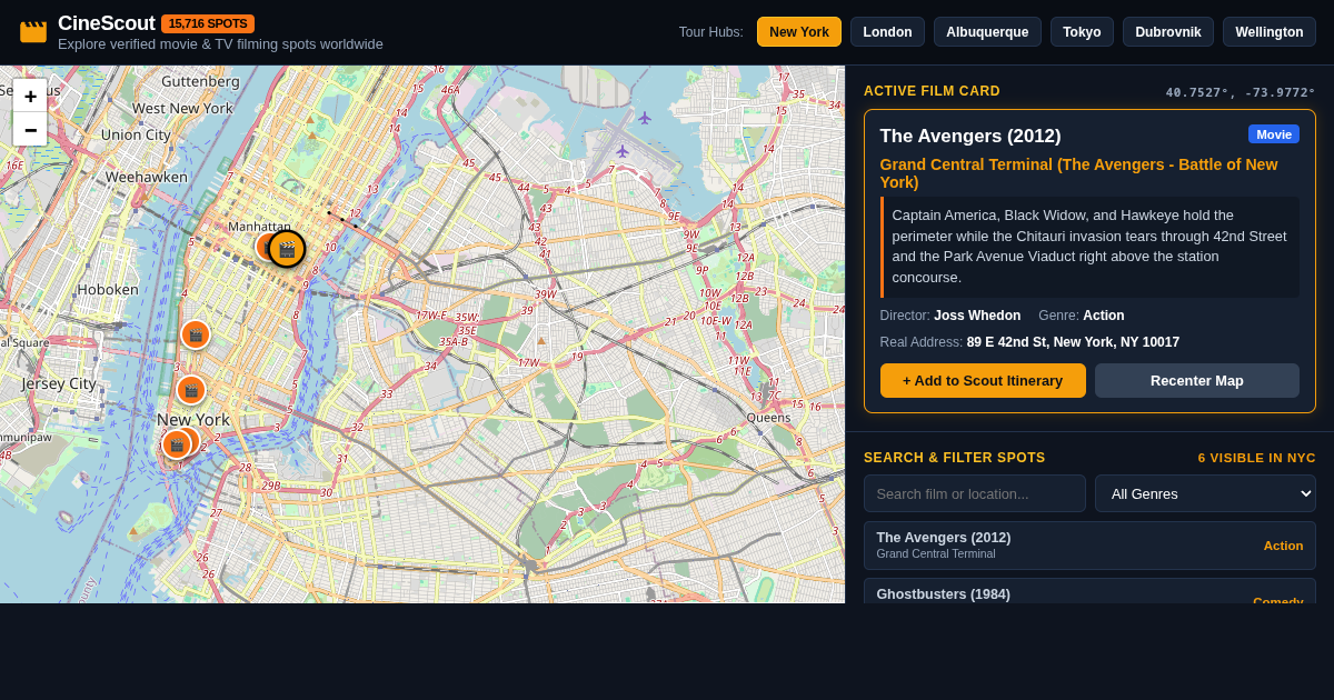 CineScout — Global Film & TV Filming Location Explorer preview
