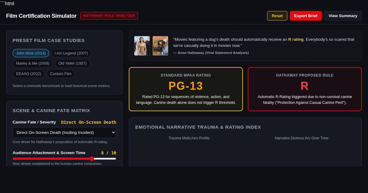 Film Certification Simulator & Narrative Trauma Analyzer preview