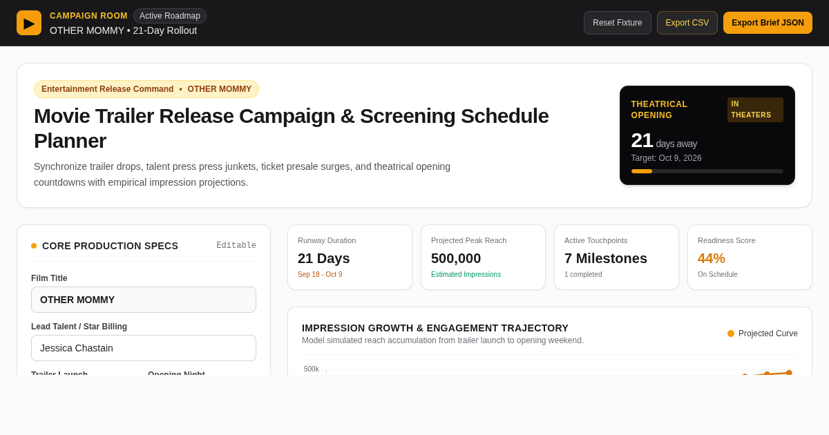 Movie Trailer Release Campaign & Screening Schedule Planner preview