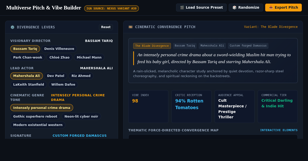 Multiverse Pitch and Vibe Builder preview