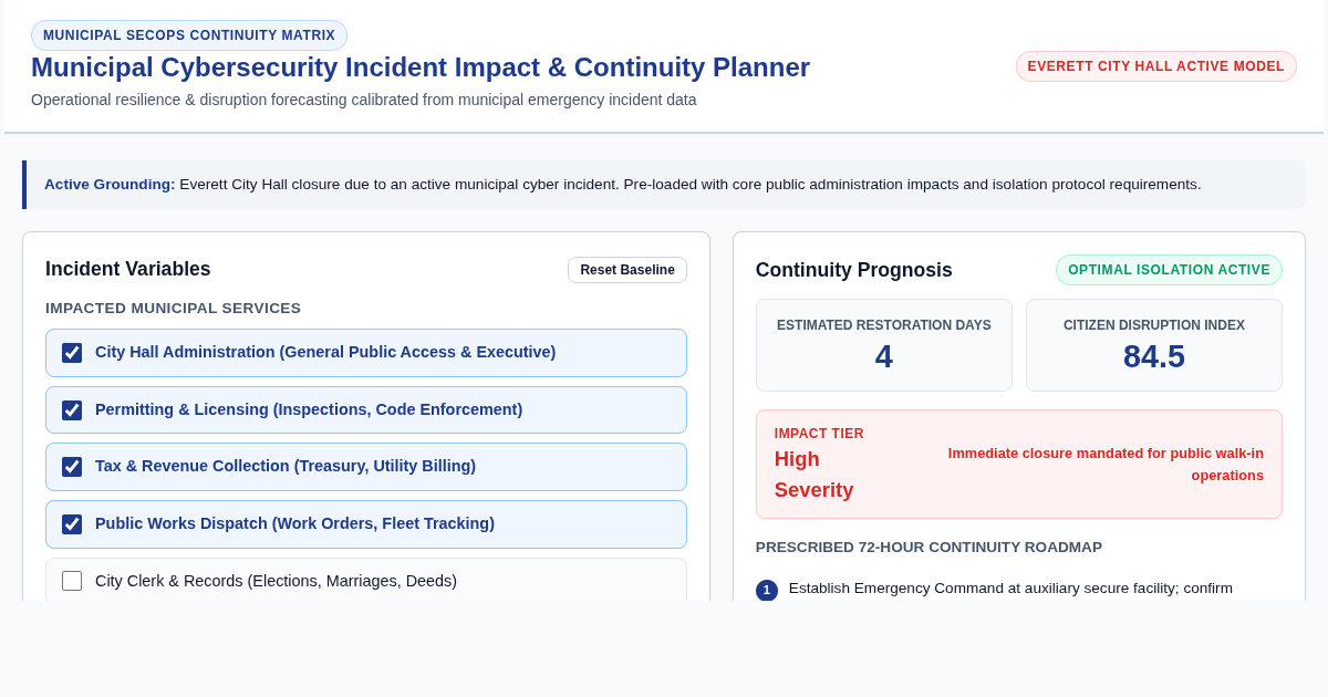 Municipal Cybersecurity Incident Impact & Continuity Planner preview