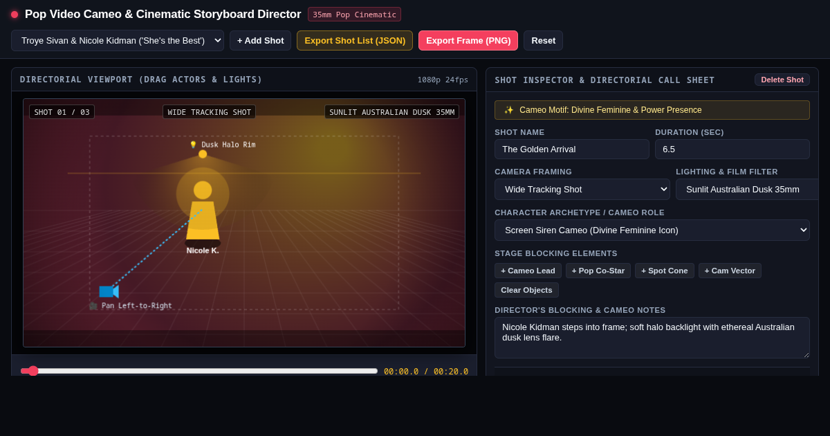 Pop Video Cameo & Cinematic Storyboard Director preview