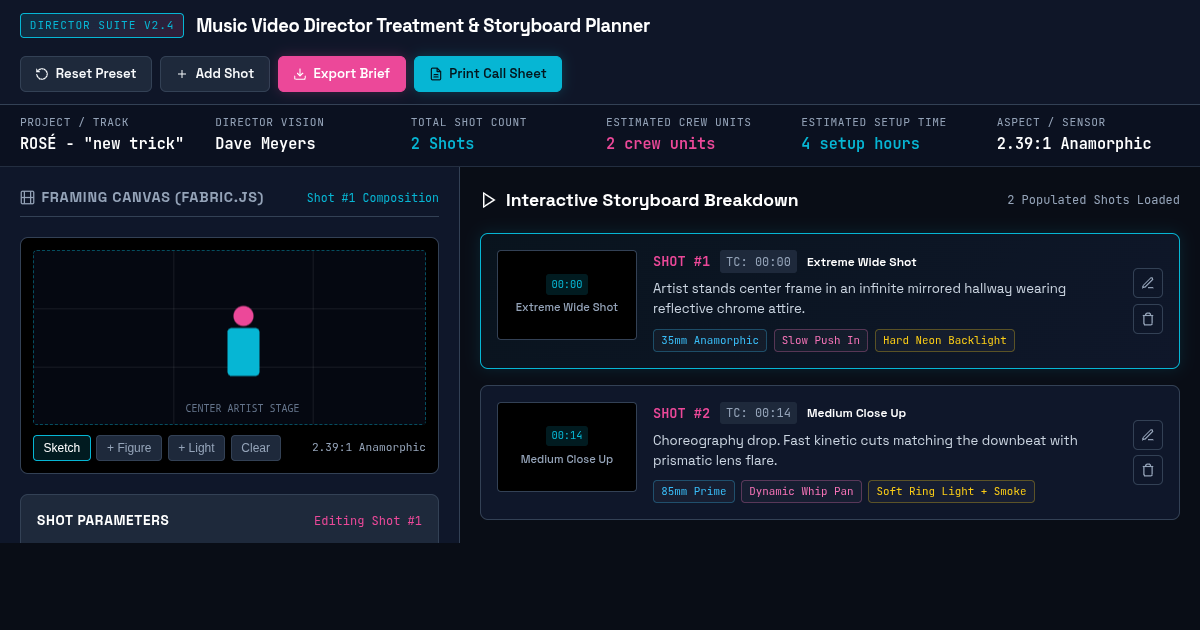 Music Video Director Treatment & Storyboard Planner preview