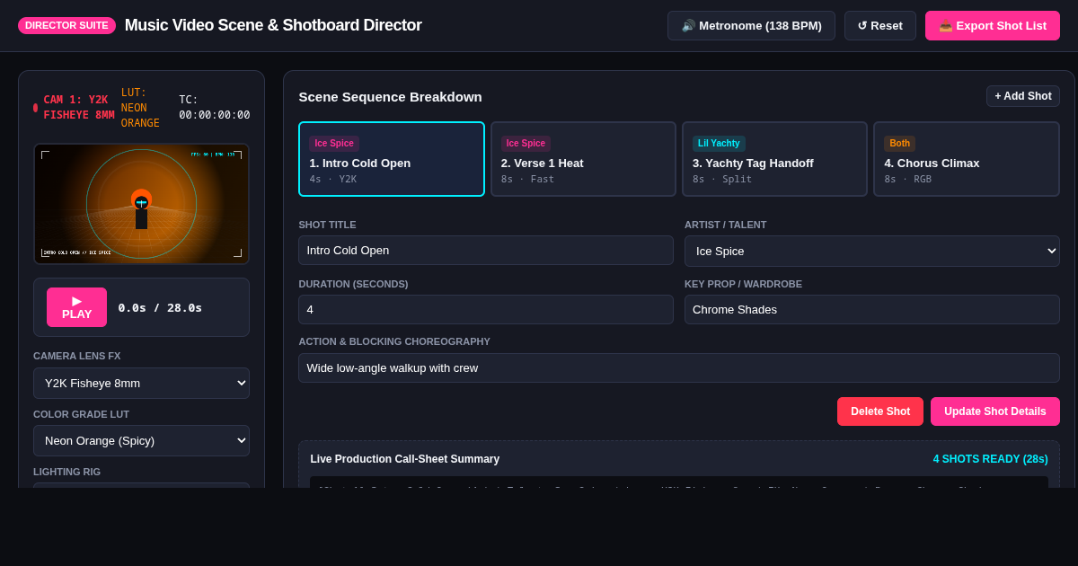Music Video Scene & Shotboard Director preview