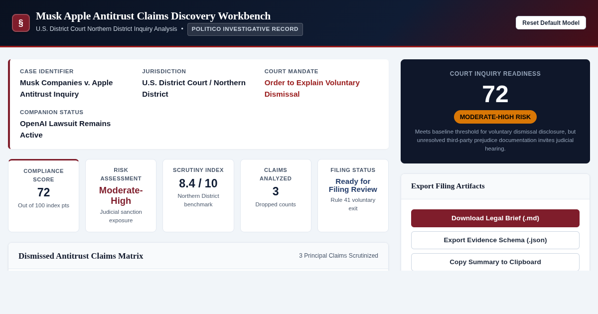 Musk Apple Antitrust Claims Discovery Workbench preview