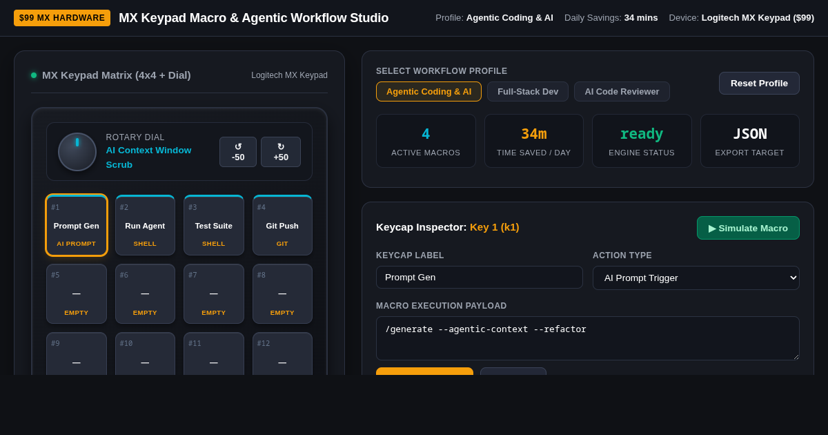 MX Keypad Macro & Agentic Workflow Studio preview