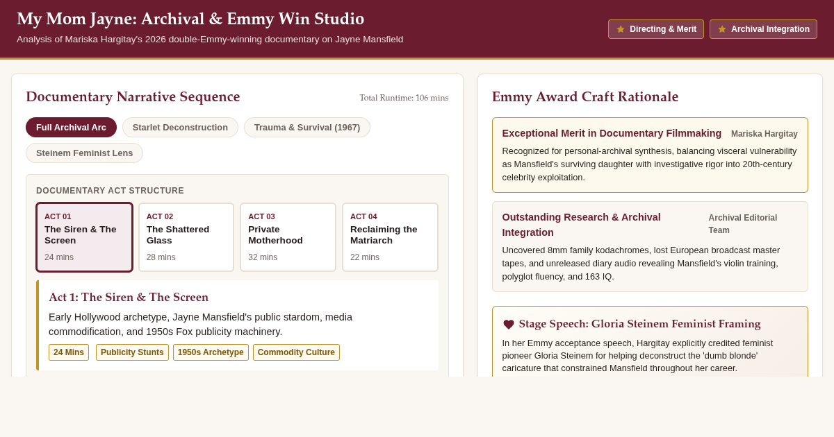 My Mom Jayne: Documentary Archival & Emmy Win Explorer preview