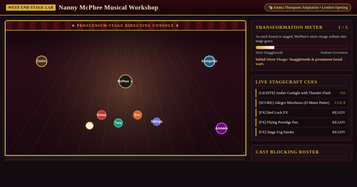 Nanny McPhee West End Musical Workshop preview