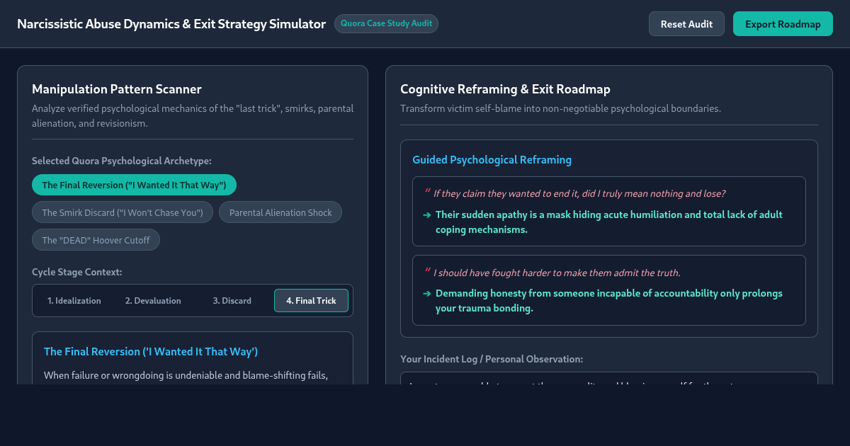 Narcissistic Abuse Dynamics & Exit Strategy Simulator preview