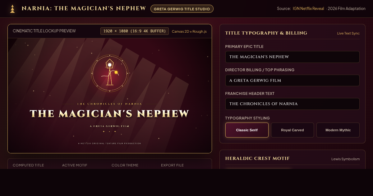 Narnia: The Magician's Nephew Logo & Title Identity Generator preview