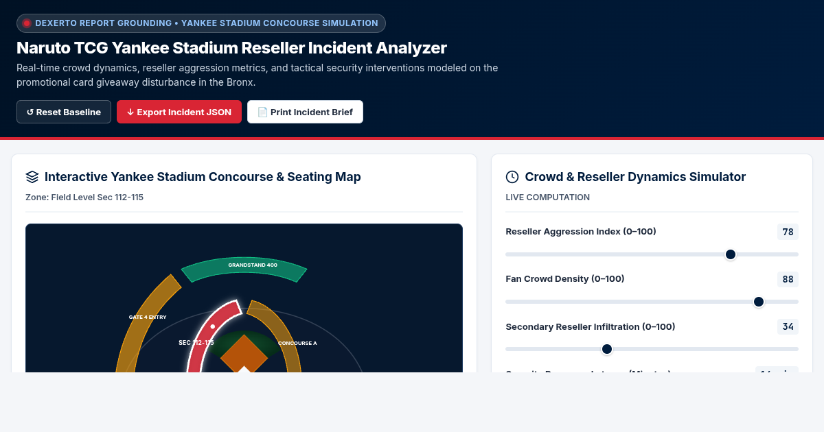 Naruto TCG Yankee Stadium Reseller Incident Analyzer & Staging Simulator preview