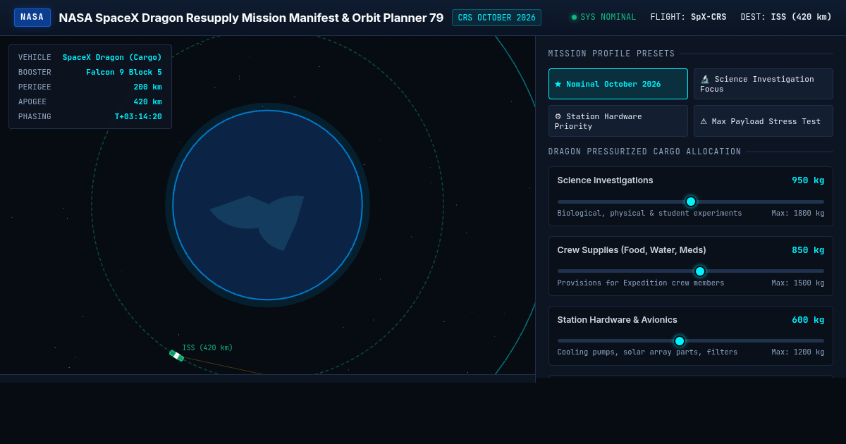 NASA SpaceX Dragon Resupply Mission Manifest & Orbit Planner 79 preview