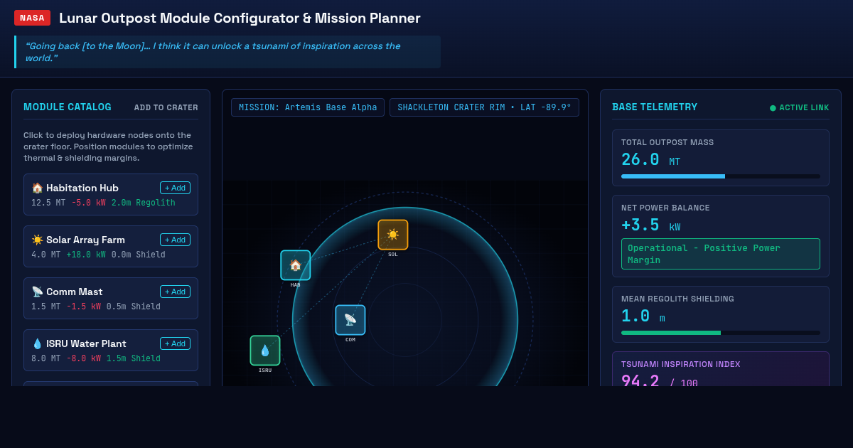 NASA Lunar Outpost Module Configurator & Mission Planner preview