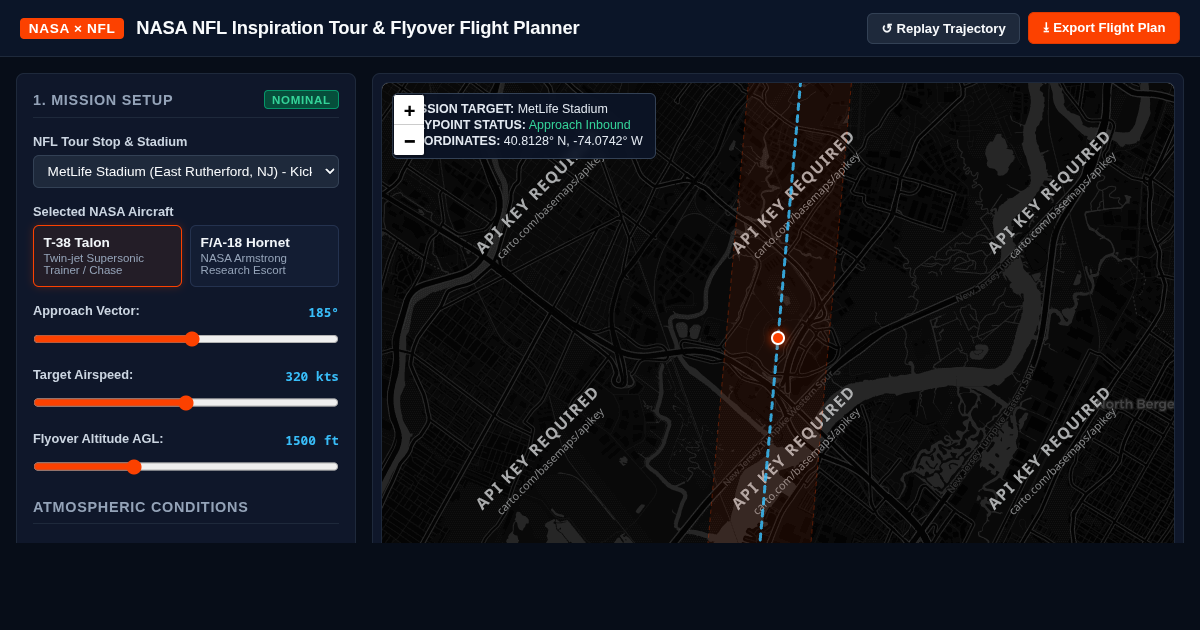 NASA NFL Inspiration Tour & Flyover Flight Planner preview