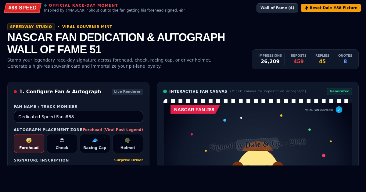 NASCAR Fan Dedication & Autograph Wall of Fame 51 preview
