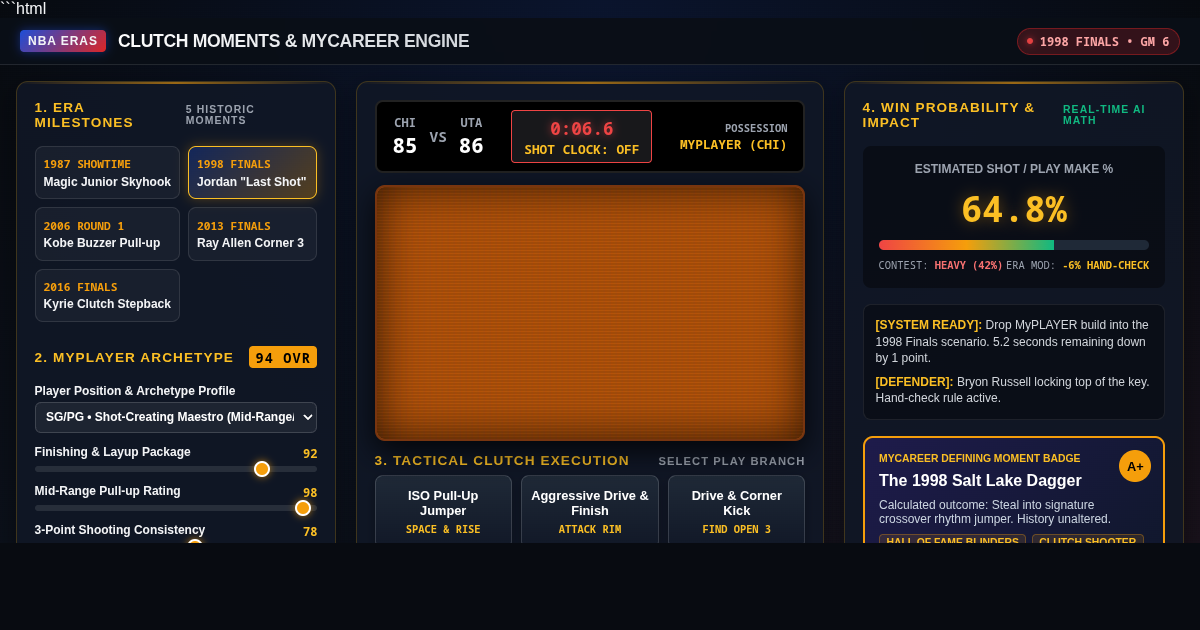 NBA Eras Defining Moments Simulator & MyCAREER Archetype Engine preview