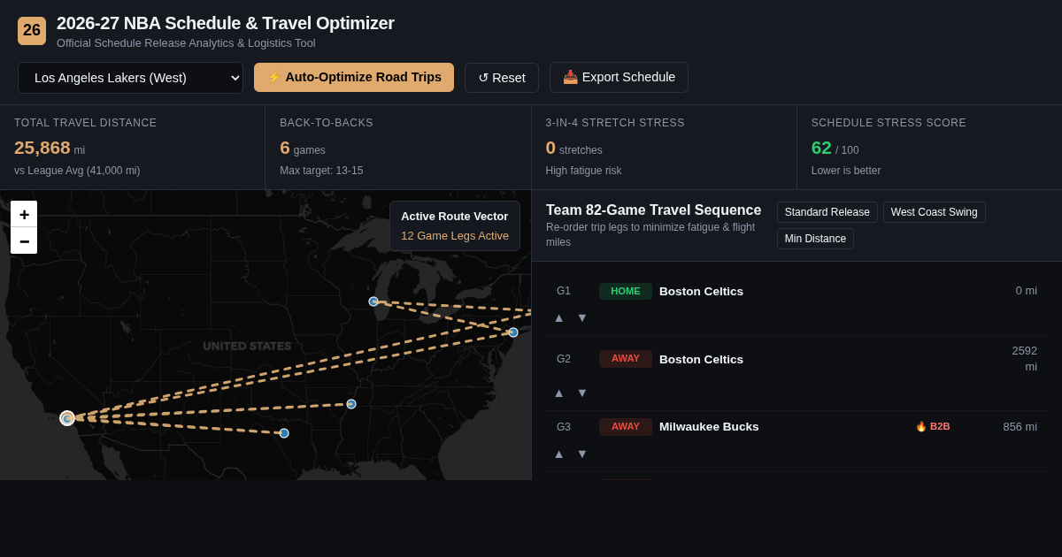 2026-27 NBA Schedule & Travel Optimizer preview