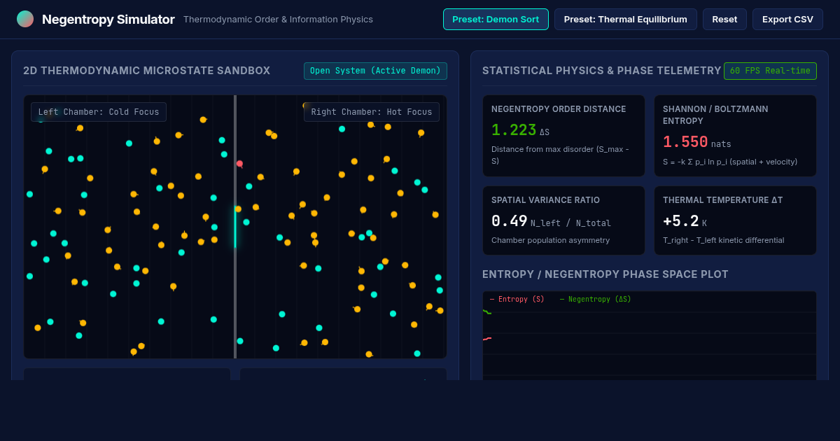 Negentropy & Open-System Thermodynamic Simulator preview