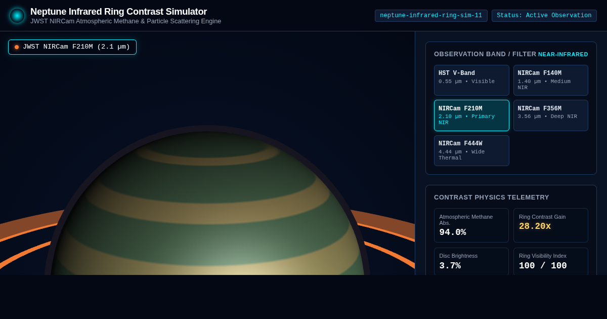 Neptune Infrared Ring Simulator - JWST vs HST Optics Explainer preview