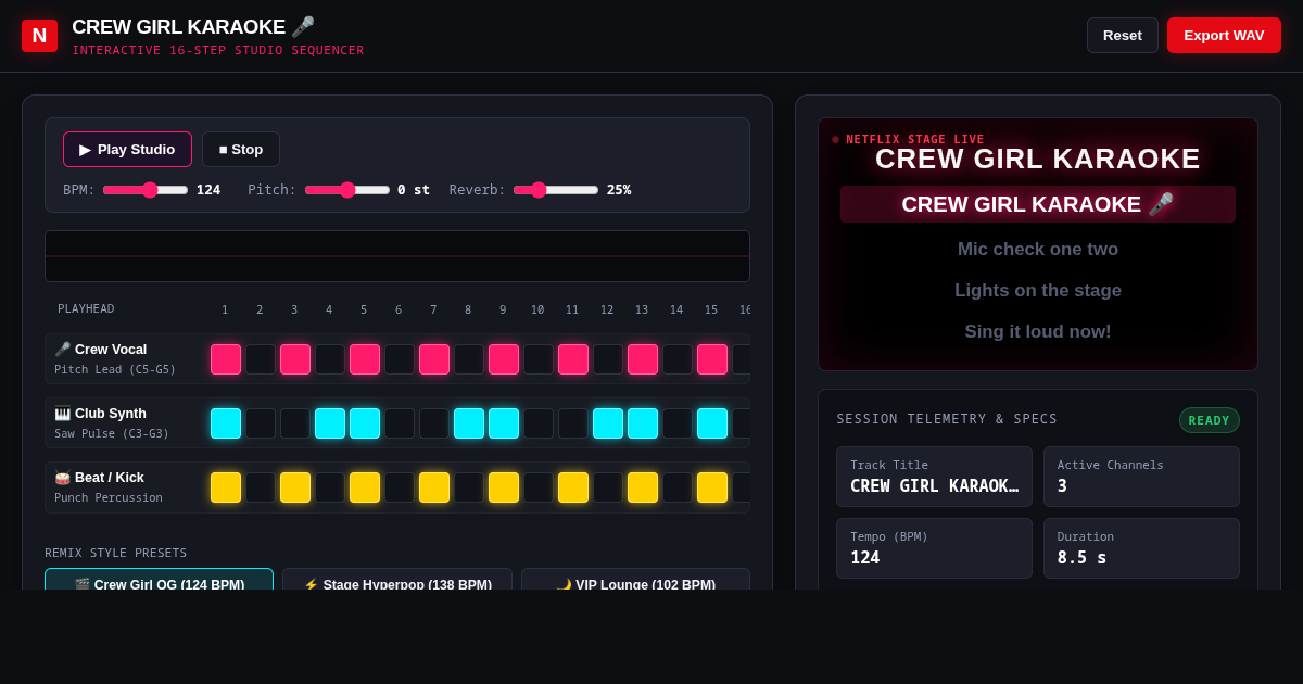 Netflix Crew Girl Karaoke Studio preview