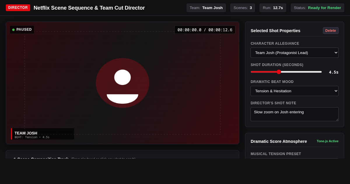 Netflix Scene Sequence and Team Cut Director preview