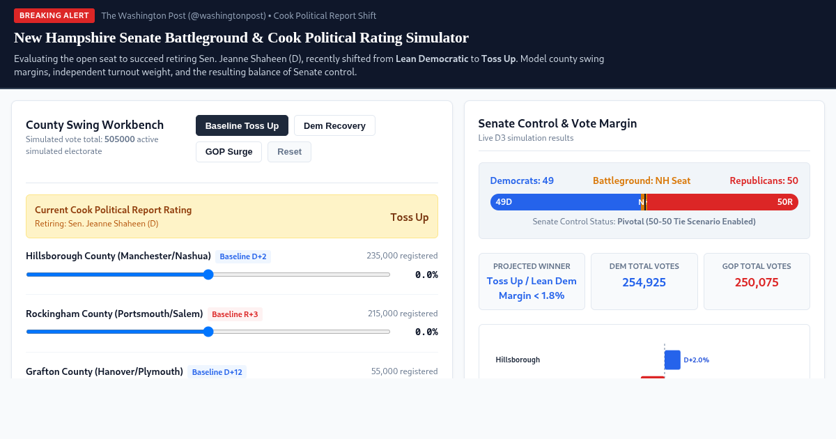 New Hampshire Senate Battleground & Cook Political Rating Simulator preview