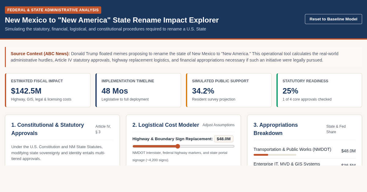 New Mexico to "New America" State Rename Impact Explorer preview