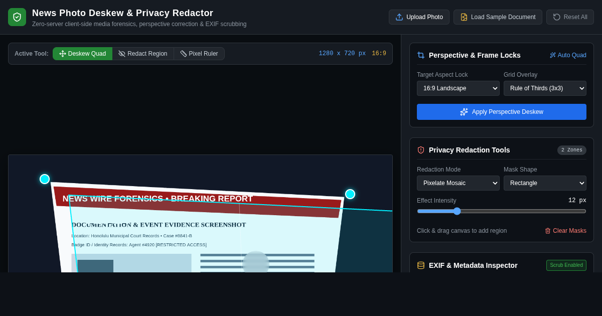 News Photo Deskew & Privacy Redactor preview