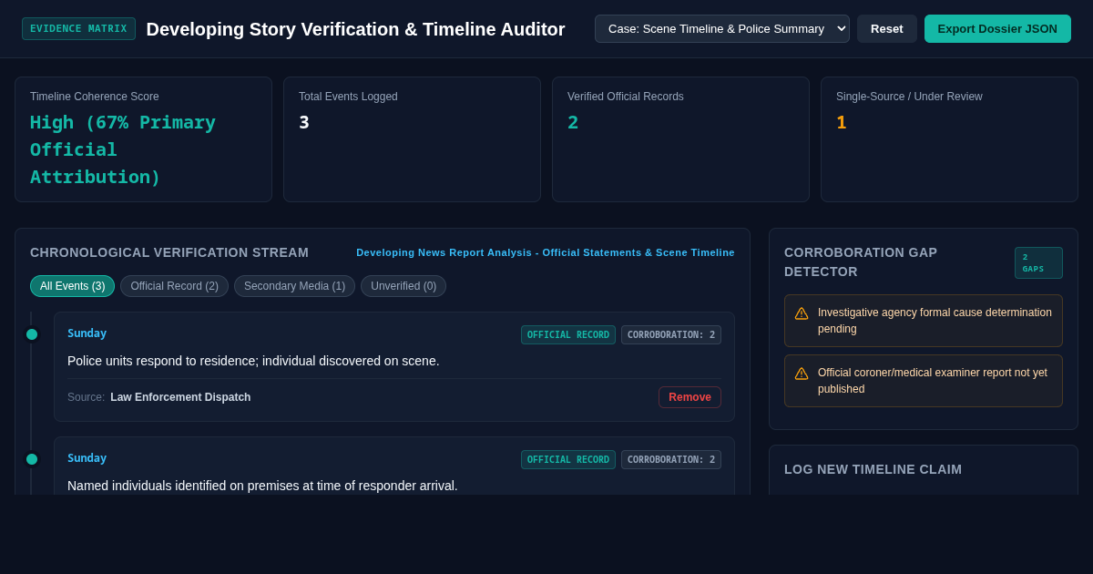 Developing Story Verification & Timeline Auditor preview