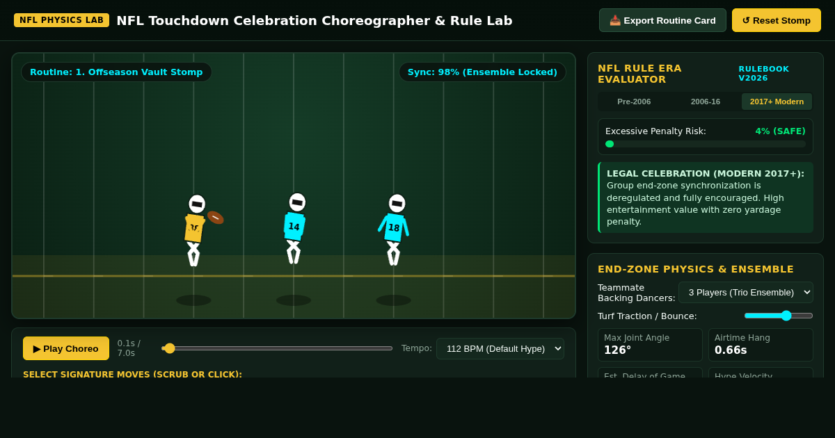 NFL Touchdown Celebration Choreographer & Rule Lab preview