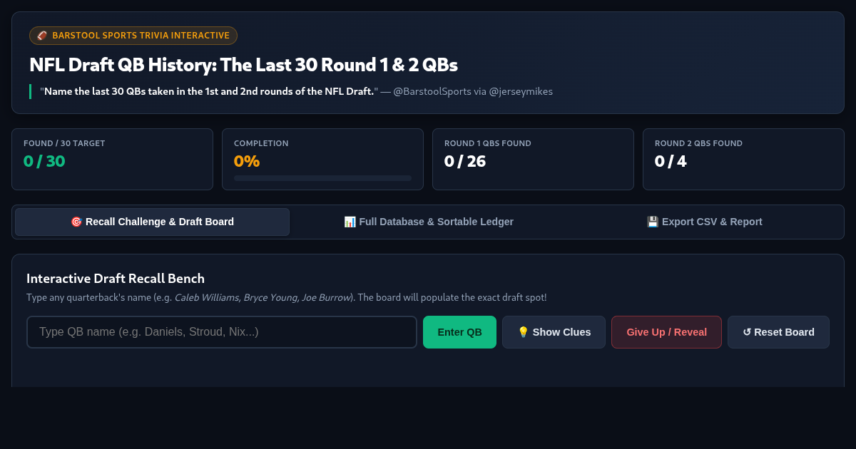 NFL Draft QB History Explorer & Recall Challenge preview