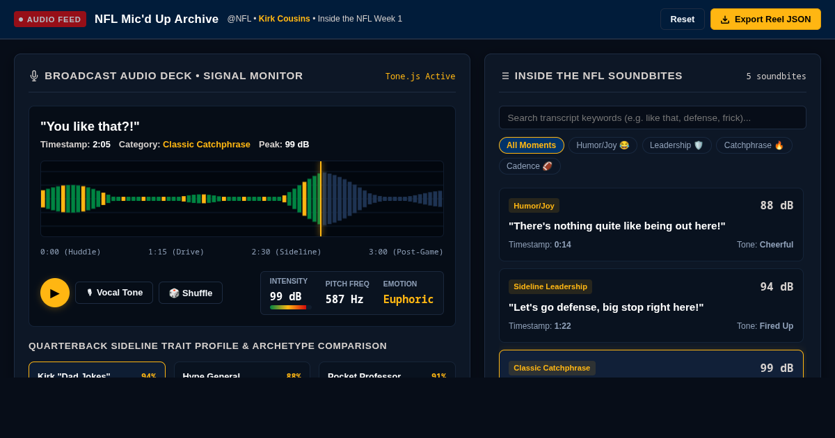 NFL Mic'd Up Sound & Audio Archive Explorer preview