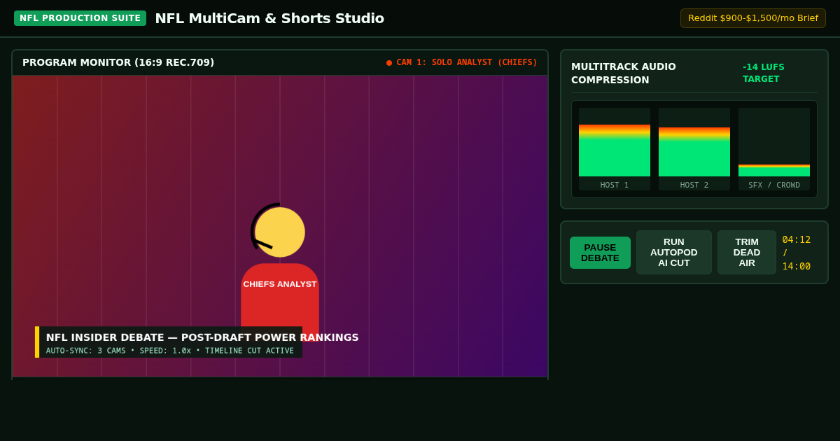 NFL MultiCam & Shorts Studio — Sports Video Editor Suite preview