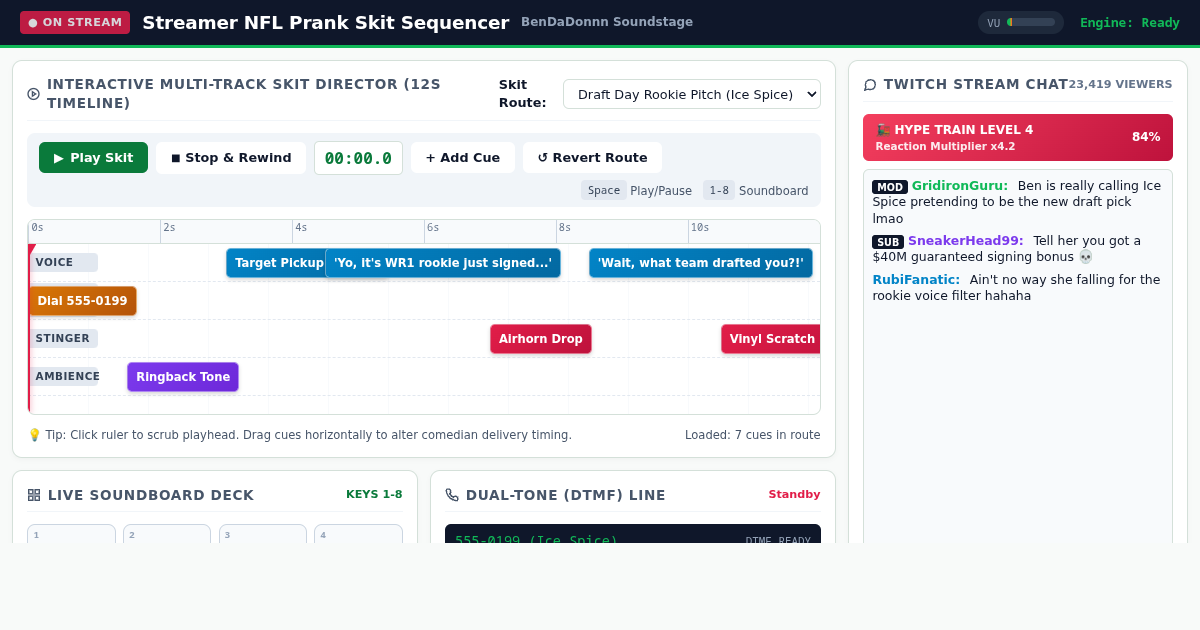Streamer NFL Prank Skit Sequencer | BenDaDonnn Soundstage preview