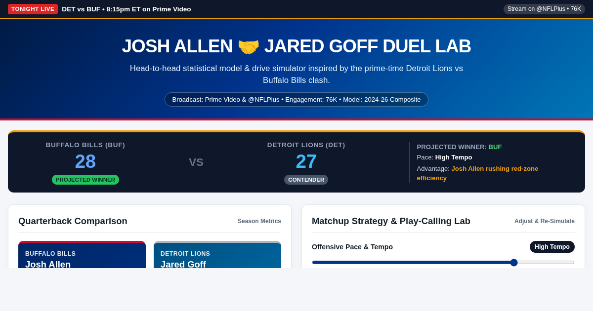 NFL QB Matchup Duel Simulator & Head-to-Head Stat Lab preview