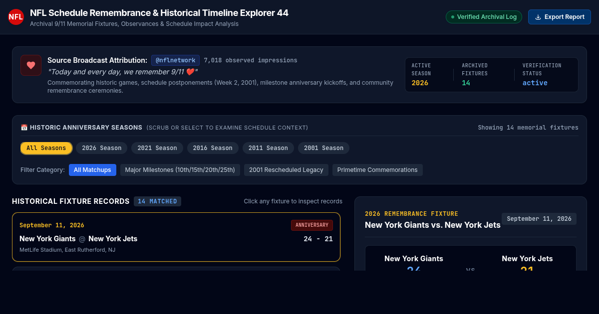 NFL Schedule Remembrance & Historical Timeline Explorer 44 preview