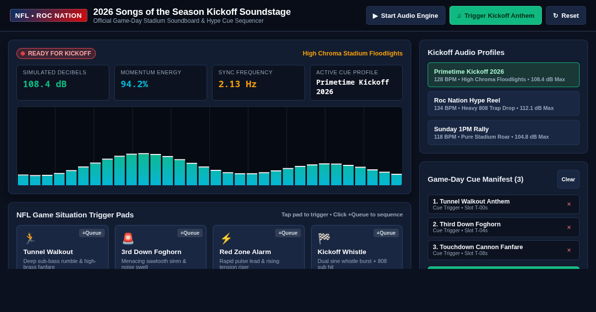 NFL 2026 Songs of the Season Kickoff Soundstage preview