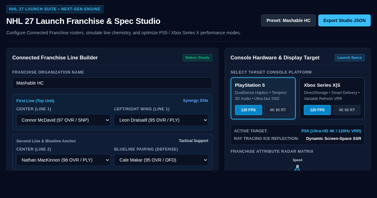NHL 27 Launch Franchise & Spec Studio preview