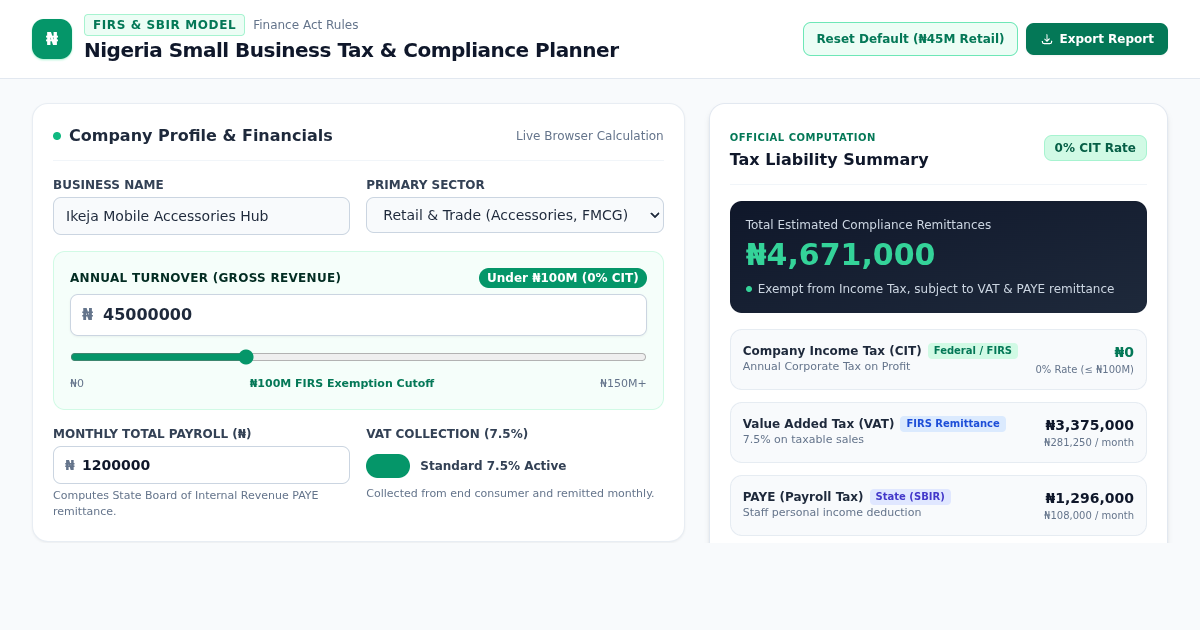 Nigeria Small Business Tax & Compliance Planner preview