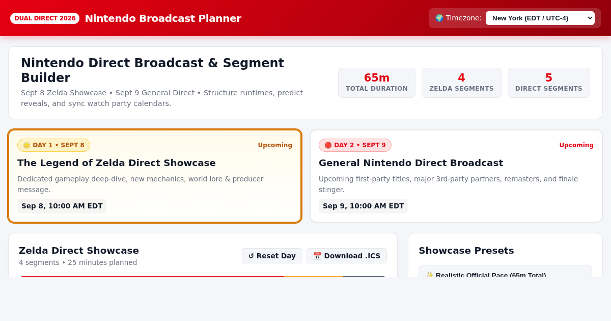 Nintendo Dual Direct Planner & Showcase Builder preview