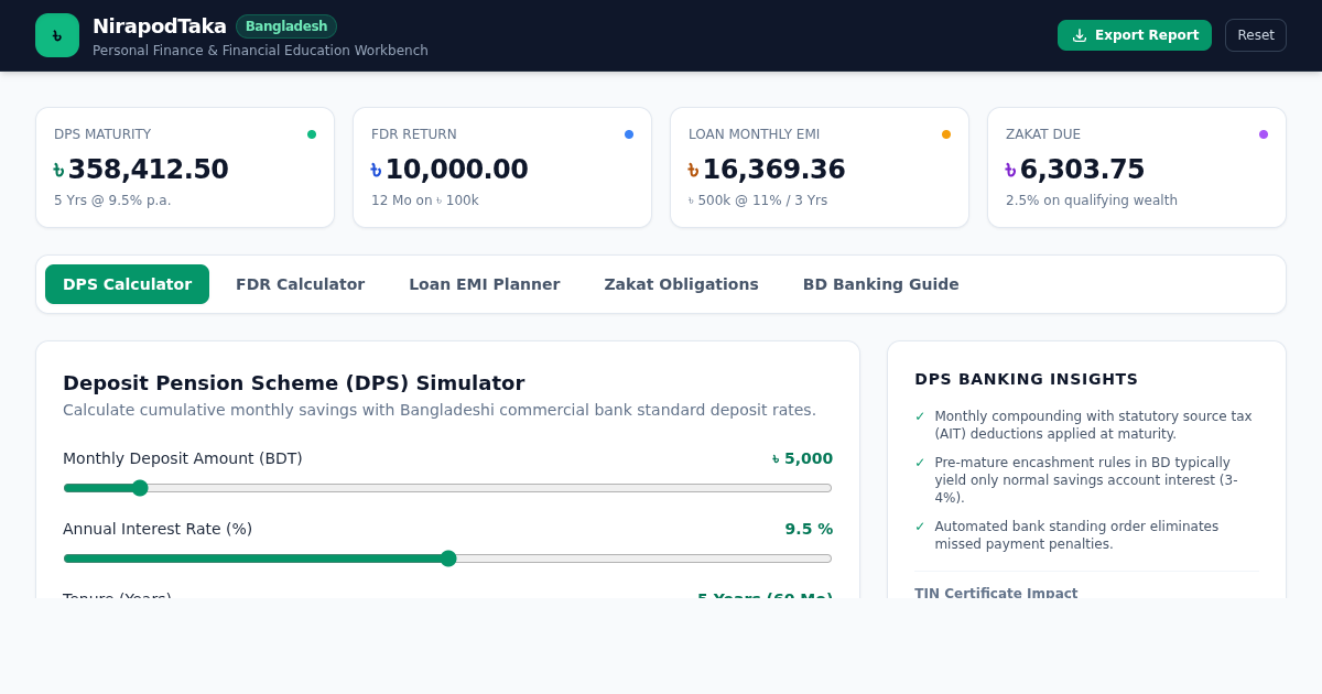 NirapodTaka Financial Calculator & Education Hub preview