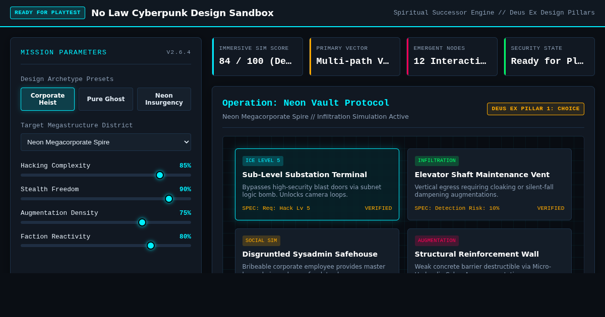 No Law Cyberpunk Design & Immersive Sim Choice Sandbox preview