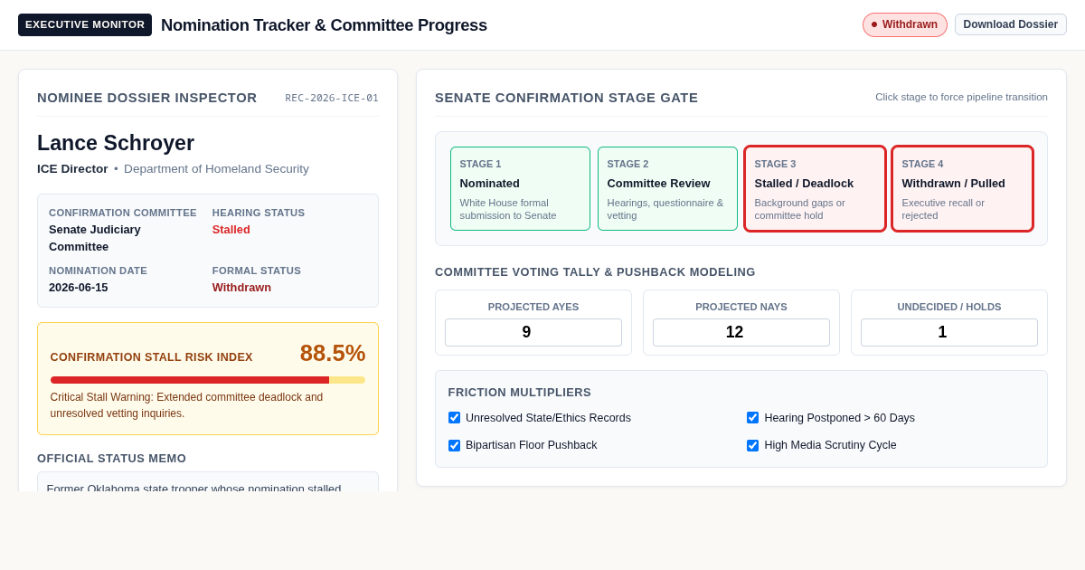 Nomination Tracker & Committee Confirmation Workbench preview