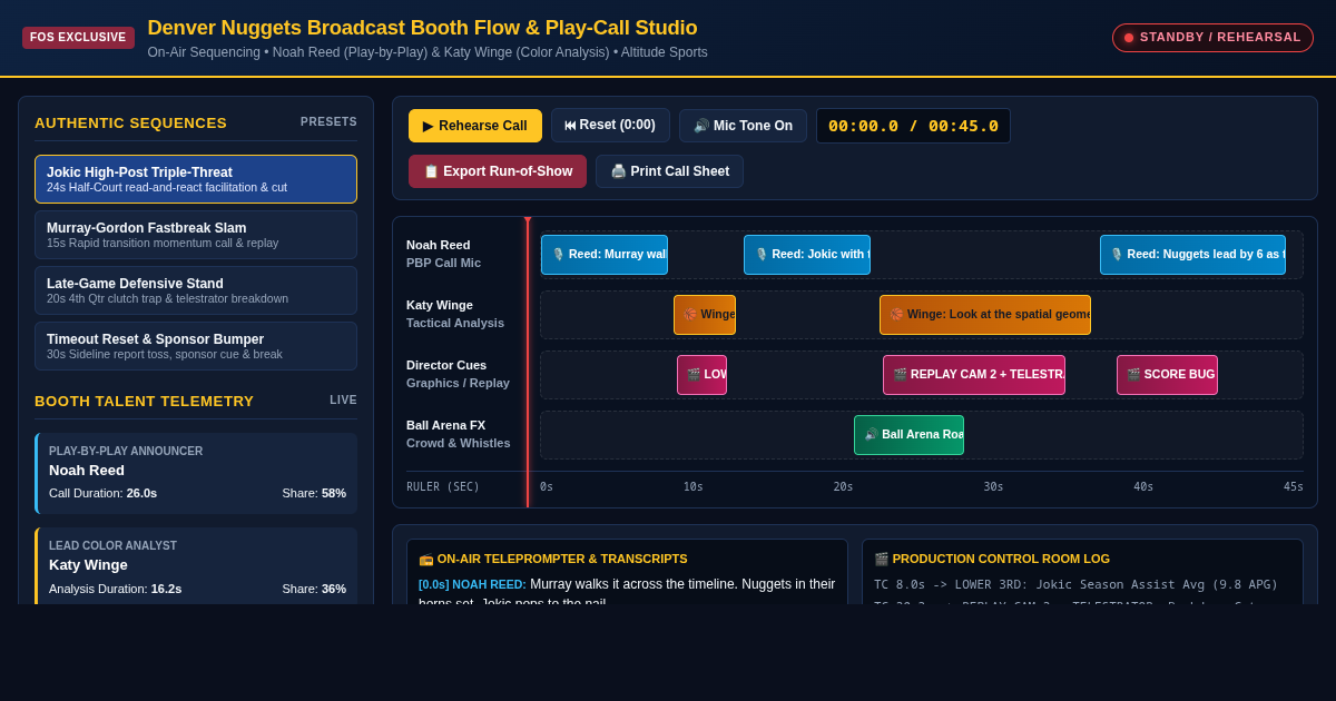 Denver Nuggets Broadcast Booth Flow & Play-Call Studio preview